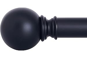 NICETOWN Barra Cortina Negra Barra Cortinas Dormitorio Extensible de 2,54 cm de Diámetro Moderna con Remates Redondos 122 a 218 cm, Color Negro Mate