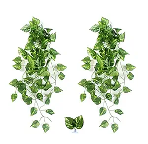 2 Pieces of Reptile Simulation Plant Leaves and 1 Piece of Leaf-Licking Terrarium Habitat Aquarium Accessories for Bearded Dragon, Lizard, Gecko, Snake, Hermit Crab, Frog and Reptile Habitat, Green