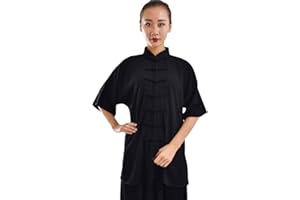 Rubruan Damen Herren Tai Chi Trainingsanzug – Traditionelle Chinesische Kampfkunst Taiji Kung Fu Qi Gong Wing Chun Wushu Frühling Sommer Training Unisex Uniform Kurzarm Anzug