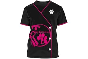 KEEPMORE Pet Groomer Camicia Uomo Donna Animale Cane Groomer 3D Stampato T-Shirt Unisex Grooming Uniforme Manica Corta Top Moda Estiva O Collo Abbigliamento da Lavoro Tees