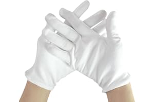 FUZVOL 4 Pairs Moisturizing Cotton Gloves,Breathable White Gloves for Eczema &Dry Hands,Jewelry Coin Inspection Serving and Cleaning Gloves