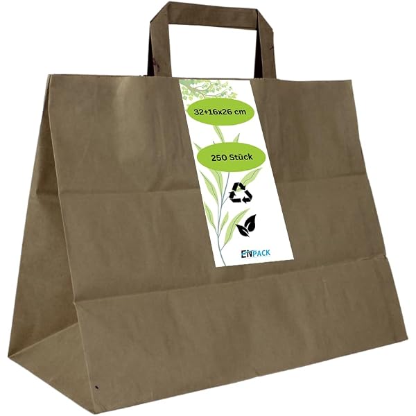 250 Sacs En Papier Kraft Avec Anse - 18+8x22cm - Marron - Sacs Cadeaux écologiques - Pour Boutique