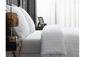 ‎AMOLAVET Amolavet Hotel Bettwäsche 135x200 Baumwolle Weiß 2teilig Set Bettwäsche 135x200 Mako Satin Baumwolle Damast Streifen Weiss mit Reißverschluss für Ganzjährig