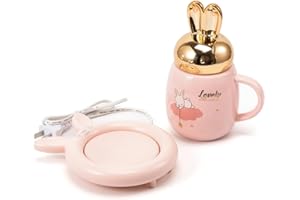 APEBAZY Thermostatisches Tassen-Set Kaffeewärmer Tisch-Kaffee-Tassenwärmer Auto Off Smart Kerzenwärmer Elektrischer Getränkewärmer Tablett für Kaffee Kakao Tee Wasser und Milch