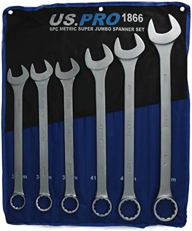 6pc Jumbo Metric Combination Spanner (Open and Ring) 33mm - 50mm Bergen AT124