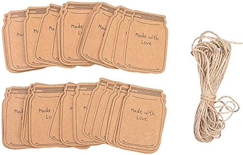 Nacpy Drift Bottle Label Sign Paper Tag Kraft Gift Tags DIY Wedding Party Labels Gift Label with Twine for Wedding Party 100 Sets With 10 meters Hemp Rope