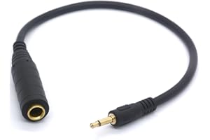 Tomost DC 3.5mm to 6.35mm Mono Cable - 6.35mm 1/4 inch Mono Jack Socket to 3.5mm 1/8" Mono Jack Plug Audio Adapter Converter Cord 1Ft (Single Channel)