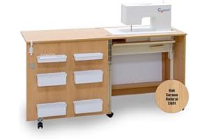 COMFORT COLLECTION Comfort 1 | Table pour Machine à Coudre | (Oak Sorano Natural Light, L (Air-Lift 10 to 15 kg))