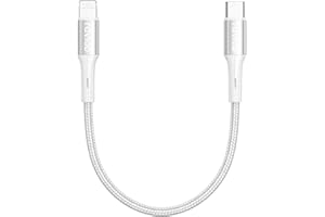 RAVIAD Kabel USB C na Lightning 0,5 m, certyfikat MFi, Power Delivery USB C, Lightning kabel do ładowania, nylonowy kabel do iPhone'a, kompatybilny z iPhone 14 13 12 11 Pro Max Mini SE 2020 XR XS X 8 8 Plus 7 6s - srebrny