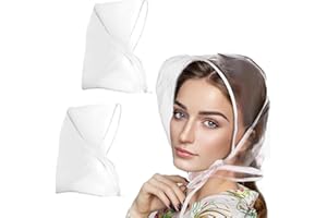 WKRTDY 2 pcs Damen Kopf-Regenhaube mit Visier, wiederverwendbar, wasserdicht aus Kunststoff, weißer Regenhut für Damen, Schützen Sie Ihre Frisur mit Stil!