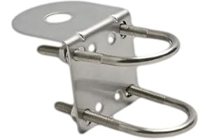 UngSung Stainless Steel Antenna Mount Bracket with U Bolts for Ham UHF VHF CB Cellular Trucker Antenna Accepted SO-239 3/8-24 Stud N Type Connector Antenna Mount to Mast Clamp