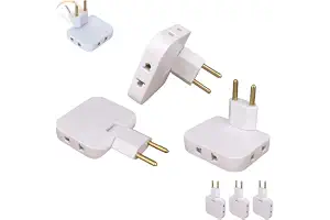 Pack 3 Ladrón Enchufe Plano múltiple de Pared de 3 Tomas con Cabezal Giratorio 180º. Regleta Enchufe Adaptador Europeo y Americano.