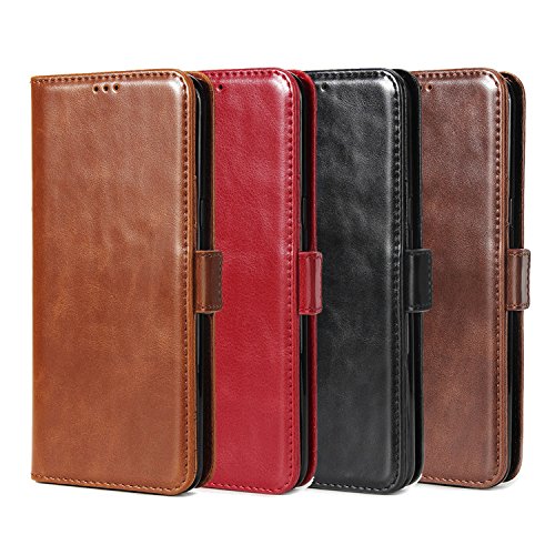 [Moto E4 Plus HÃ¼lle],SunFay Tasche Leder HÃ¼lle Flip Case SchutzhÃ¼lle Magnetverschluss PU Leder Retro Wallet Deckel mit KartensteckplÃ¤tze Tasche fÃ¼r Motorola Moto E4 Plus - Schwarz