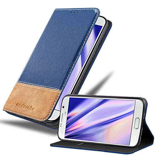 Cadorabo Funda Libro para Samsung Galaxy S6 en Azul MARRÓN - Cubierta Proteccíon con Cierre Magnético, Tarjetero y Función de Suporte - Etui Case Cover Carcasa