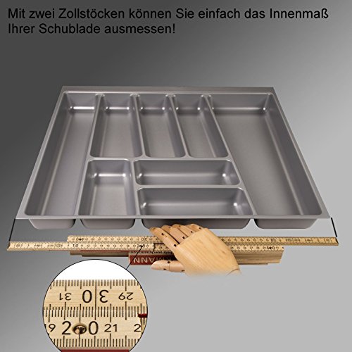 SO-TECH® Besteckeinsatz ORGA-BOX II für Nobilia 50er Schublade (462 x 405 mm) silbergrau - 4