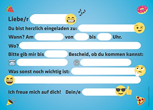 12 Lustige Smiley Einladungskarten zum Kindergeburtstag // Emoji Geburtstagseinladungen Einladungen Geburtstag Kinder Jungen Mädchen Einladungstext Emojis 1. Vorlagen Karten Set - 3