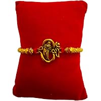 DMS RETAIL Elegant Ganesh Om Rakhi For Brother With Kumkum Chawal