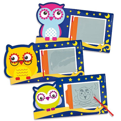 Zaubertafel - "Drei kleine Eulen" - Spielzeug für Kinder zum Malen als Mitgebsel und Preis beim Kindergeburtstag - 6 Stück