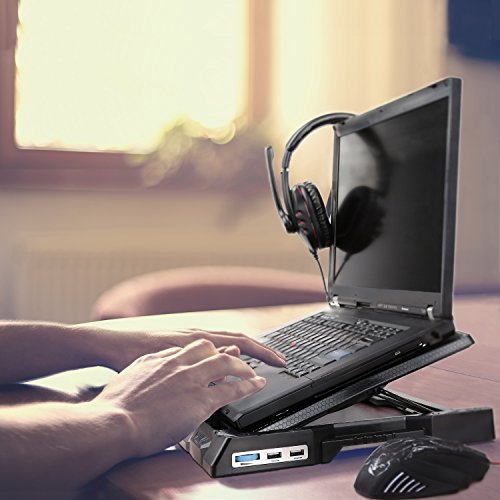 AUKEY Laptop Kühler 12-17 Zoll Ständer 5 Stufen Verstellbar, 4 Lüfter mit LEDs, 2 USB Ports, Cooling Pad Notebook Cooler Kühlpad (CP-R2) - 5