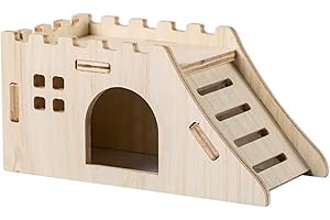 TOKAYIFE Hamsterhaus, Holzhaus für Haustiere, Kleintierversteck, natürliches Wohnhaus für Zwerghamster, Rennmaus, Ratte, Streifenhörnchen(MZ-124)