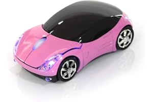 Bewinner Ratón Inalámbrico para Niños,2.4G Ratón Inalámbrico con Receptor USB,1600DPI Ratón Automóvil Ratón Óptico para Computadora Portátil PC Tableta Juegos Oficina Mac Windows(Rosa)