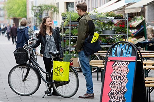 BIKEZAC® Clip-On EINKAUFS-FAHRRADTASCHE (Einseitige Einkaufstasche Faltbar Wasserabweisend Trageschlaufen), BikeZac:Black - 4