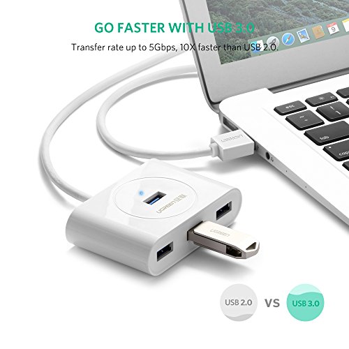 UGREEN CR113  3 0       4  Port USB Hub mit USB Kabel 80  cm  h  lt hohen Geschwindigkeiten Stromkabel f  r Festplatte  Cardreader  Mobiltelefone  kom
