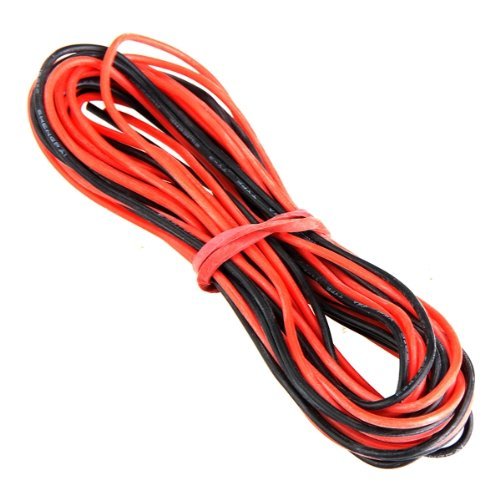 SODIAL(R) 2 x 3M 26 Gauge AWG Silikon-Gummi-Draht-Kabel Rot Schwarz Flexibel - 3
