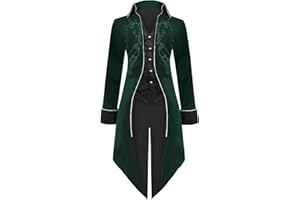 Sangdut Men’s Medieval Steampunk Tailcoat Jacket, Male Victorian Renaissance Gothic Retro Vintage Embroidery Coat Halloween Party Cosplay Pirate Vampire Gentleman Costumes for Adult