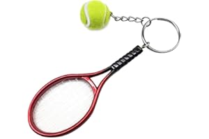 RIXERKOC Llavero Raqueta de Tenis Mini Llavero Novedad Llavero Metal Pelota de Tenis Colgante Regalos para Deportes Llavero