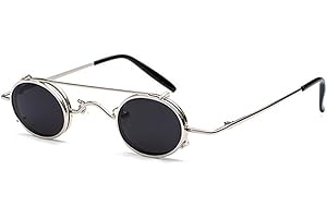Juleya Retro Vintage Sonnenbrille Damen Herren Kleine Runde Steakpunk Abnehmbare Sonnenbrille