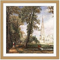 John Constable Salisbury Cathedral from The Bishops Garden Square Wooden Framed Wall Art Print Picture 16X16 Inch Catedral Desde Jardín Madera Pared Imagen