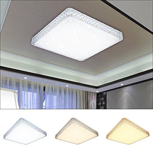 Preisvergleich Produktbild VINGO 60W LED Deckenlampe Starlight-Effekt Deckenbeleuchtung Wohnzimmer Wandlampe Schlafzimmer Farbwechsel Deckenleuchte eckig Sternen Kristall Deko Sternenhimmel Mordern Energiespar Lampe