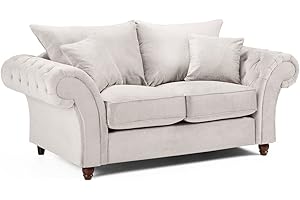 Honeypot Sofa - Windsor 2 Seater Sofa for Living Room - Soft Stone Fabric Upholstered Couch | Setup Included | Made in EU | Built to Last (Stone, 2 Seater)