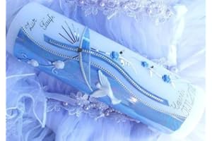 KERZENZAUBER-LUSINE Taufkerze Kommunionkerze Junge Mädchen 250/70 mm VT-41 inkl. Zubehör für selbstbeschriften