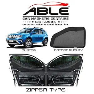 Able Dotnet Car Magnetic Sun Shade Curtains 4 Door with Zipper for Renault Duster Set of 6 Pcs
