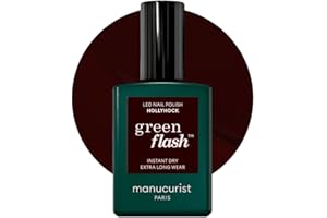 Manucurist Green Flash Pintauñas Semipermanentes Hollyhock - Gel Uñas Rojo Negro - Esmaltes Semipermanentes Para Uñas 12-free, de origen orgánico (84%) - Fabricado en Francia - 15 ml