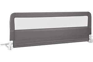 COSTWAY Bed Rail, 150cm/180cm Extra Long Toddler Safety Protection Guard, Folding Anti-Fall Beds Mesh Guardrail for Baby Kids (Grey, 150cm)