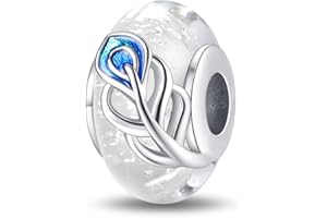 LNQOBU Szkło Murano zawieszka charms ze srebra wysokiej próby 925, charmsy do bransoletek, różowe serce, czerwona okrągła perła, charms, pasuje do bransoletek i naszyjników, biżuteria na prezent,