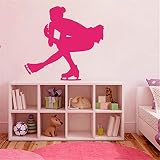 Material: adhesivo de PVC zzlfn3lv Vinilo Pegatina Deporte Club de Patinaje Artístico Deportivo Mujer Bailando Patinador Tatuajes de Pared Escuela de Patinaje Sobre Hielo Niños Habitación Decoración Mural42 * 42 cm