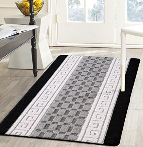 Online Bedding Store Non Slip,Machine Washable Beautiful Multi colours Rugs (Small โ Large) (80cm x 150cm, Black_Grey)