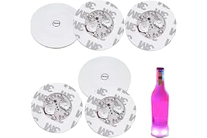 ‎BOUGPENG 6STK LED Sticker Stimmungslichter 7 Lichtfarben Selbstklebende Leuchtsticker mit 4 SMD LED Austauschbarer Batterien und 3-M Klebefolie Flaschenbeleuchtung zum unter LED Bar Untersetzer Lichter