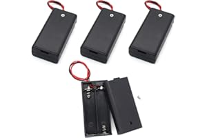 COMFORTY 4 Stück 2×1.5V 3V AA Kunststoff Batteriehalter mit Hülle, Anschlusskabel und EIN/AUS Schalter, 2X Mignon 'AA', AA Batterie Halterung