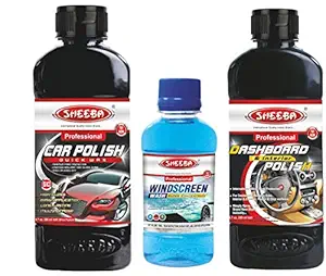 Sheeba Dashboard Polish Cum Exterior Shine Windscreen Washer Kit (550 ml)