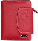 Maße: 12,5 x 10 x 3 cm Felda - Damen Geldbörse aus Echtleder - Kartenfächer & Münzfach - RFID-Blocker - Mehrfarbig - Rot