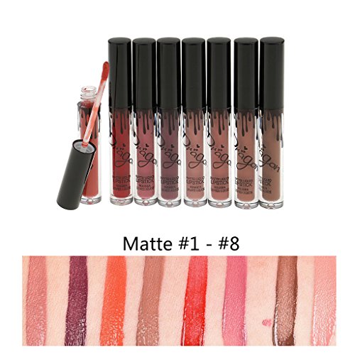 MagiDeal Matt Lipgloss Set mit 8 Farben Wasserdicht Dauerhaft Lippenstifte – Makeup Lipstick – #1 – #8 - 5