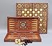 Price comparison product image Chessgammon TRAVEL BACKGAMMON SET INCLUDING BOARD AND PIECES HELENA HANDMADE SOLID WALNUT WOOD INLAID MOSAIC INSET MOTHER OF PEARL INSET 16"- B1