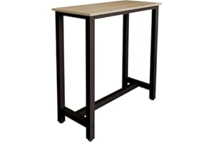 MB Muebles Bonitos, Mesa Alta Bar Ani, Barra Cocina de Estilo Minimalista con Patas de Metal, Melamina Mate, Negro y Sonoma, 100x100x40 cm