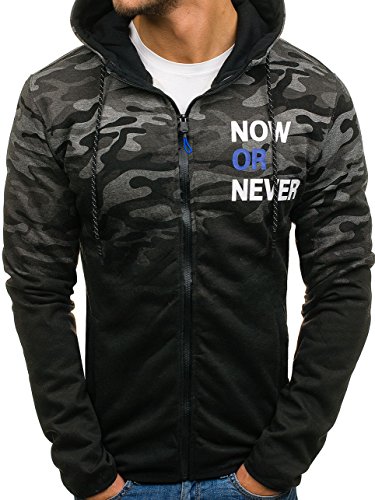 BOLF Herren Kapuzenpullover mit Kordelzug Bndchen Sweatjacke J.STYLE DD85 Dunkelgrau L [1A1]