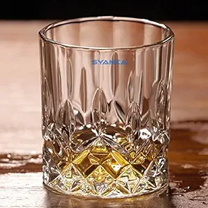 Syanka Elegant Design Old Fashioned Whiskey Glass Set of 6 (Barware for Scotch, Bourbon, Liquor and Cocktail Drinks, 320 ML)